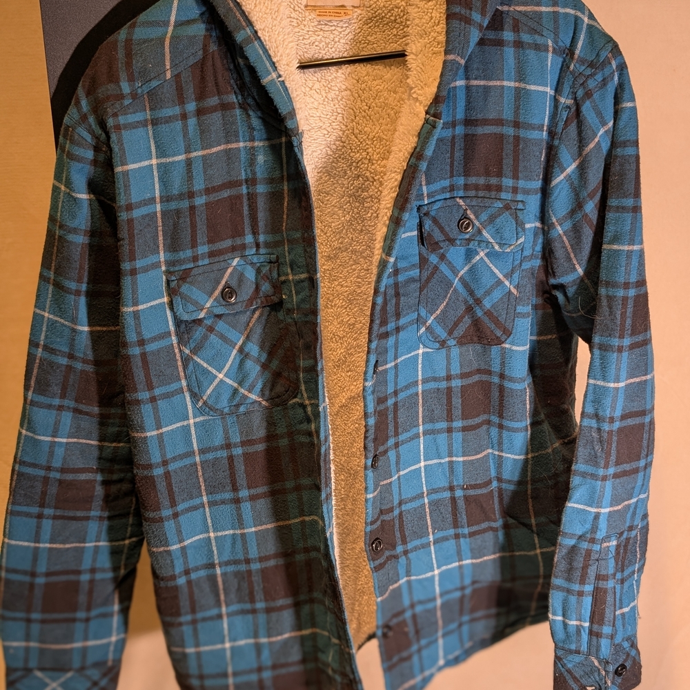 Blue and Black Lightweight Plaid Shirt Jacket